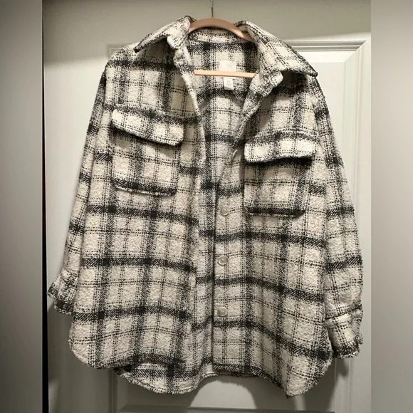 H&M Black & White Plaid Shacket